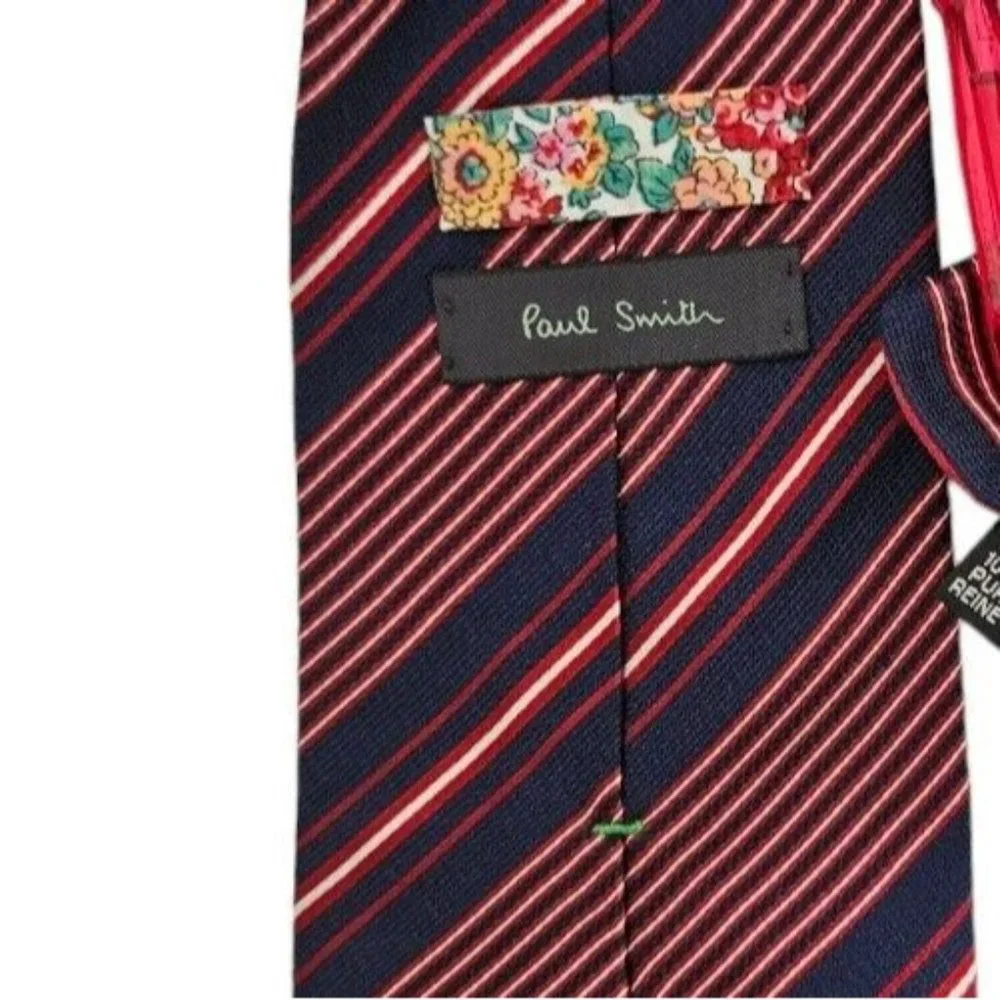 PAUL SMITH Blue Striped Silk Tie ITALY 59